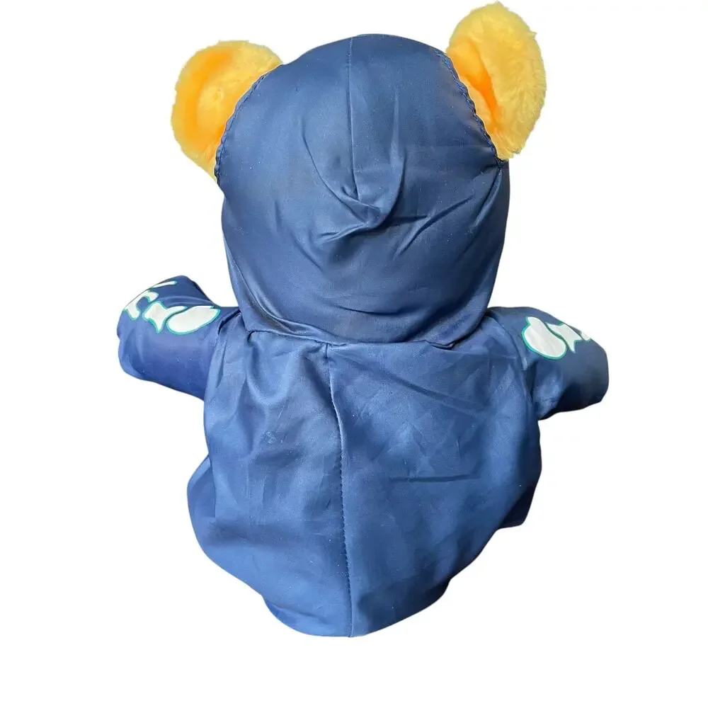 Vintage 90s Halloween Nylon Skeleton Bear Plush Costume Blue Stuffed Animal